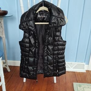 Kenneth Cole Women's Shiny Black Puffy Quilted Vest